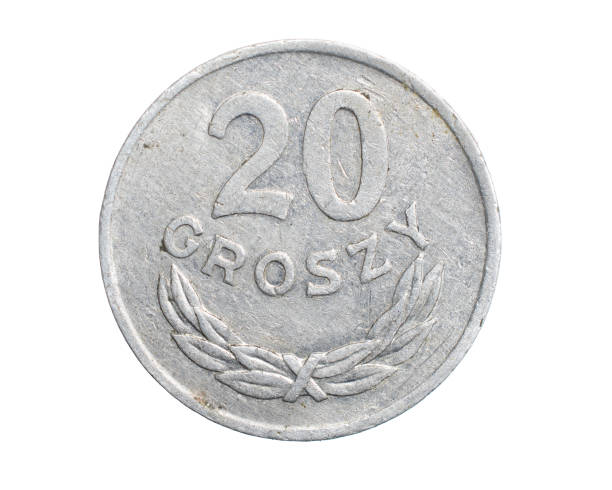 istock Polish twenty groszy coin on a white isolated background 1301392590