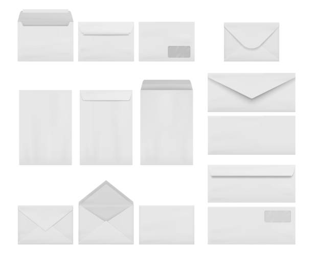 istock Envelopes collection. Business correspondence letters realistic mockup a4 printing stationery decent vector illustrations set isolated 1301393817