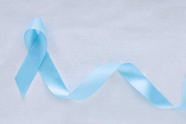 istock Light blue color ribbon on white isolated background with copy space. Lymphedema and Prostate Cancer Awareness month symbol. Healthcare medical and insurance concept. Male cancer. 1301395370