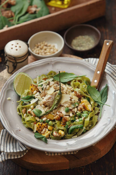 istock Leftover Turkey Green Pasta with Basil-Mint Pesto 1301395487