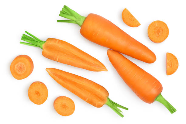 istock Carrot isolated on white background with clipping path and full depth of field. Top view. Flat lay 1301399070