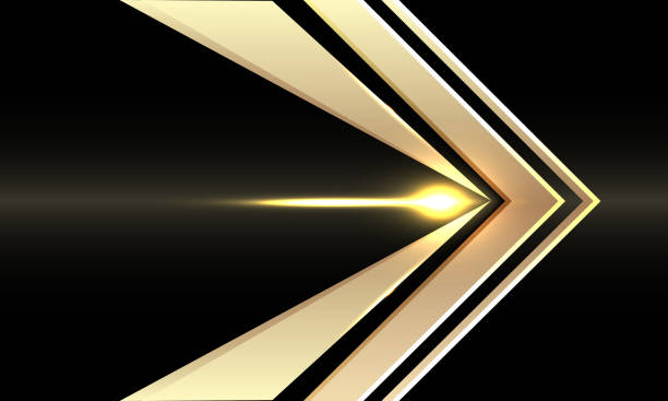 istock Abstract gold arrow speed direction on black design modern futuristic background vector illustration. 1301406938