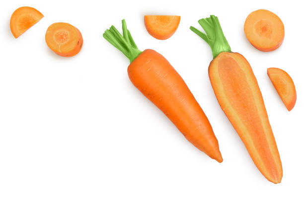 istock Carrot isolated on white background. Top view with copy space for your text. Flat lay, 1301408382