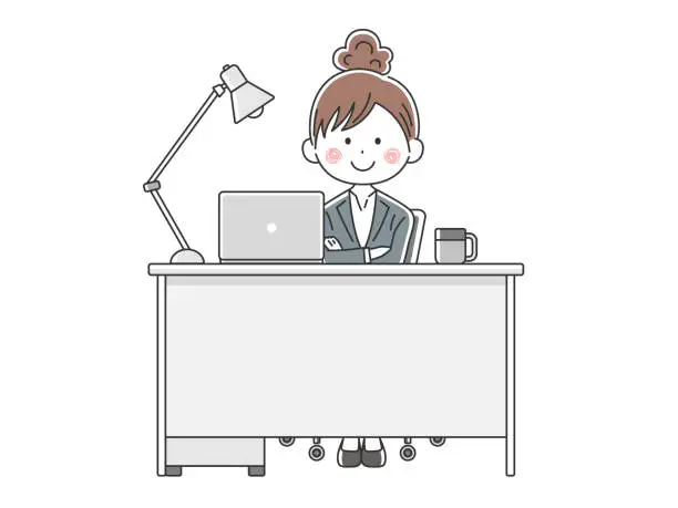 Vector illustration of Illustration of a businessman doing desk work.