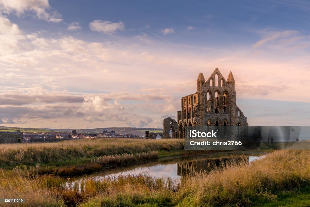 Whitby abbey Whitby Abbey was a 7th-century Christian monastery that later became a Benedictine abbey. overlooking the North Sea on the East Cliff above Whitby in North Yorkshire, England. Whitby Abbey Stock Photo