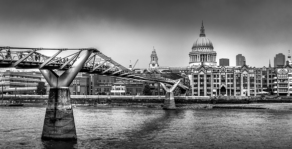 Millennium bridge and st Paul's London UK