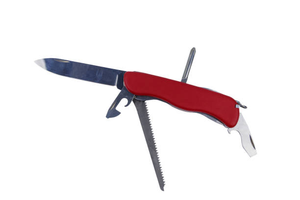istock Red all purpose pocket knife isolated on white background 1301415568
