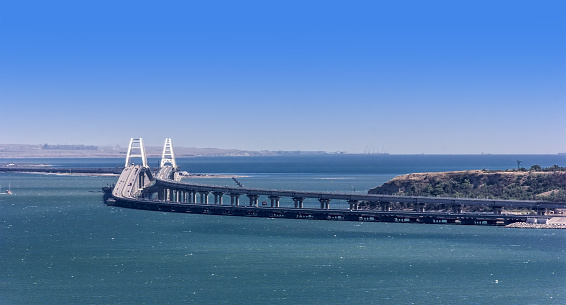 beautiful summer landscape with a view of the Crimean bridge