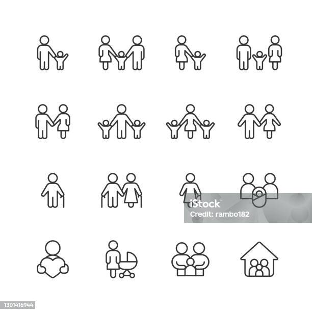 Family Line Icons Editable Stroke Pixel Perfect For Mobile And Web Contains Such Icons As Family Parent Father Mother Child Home Love Care Pregnancy Support Togetherness Community Multigeneration Family Social Gathering Senior Adult Stock Illustration - Download Image Now