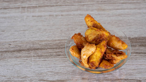 istock Fried bananas in glass bowls on the dining table 1301418630