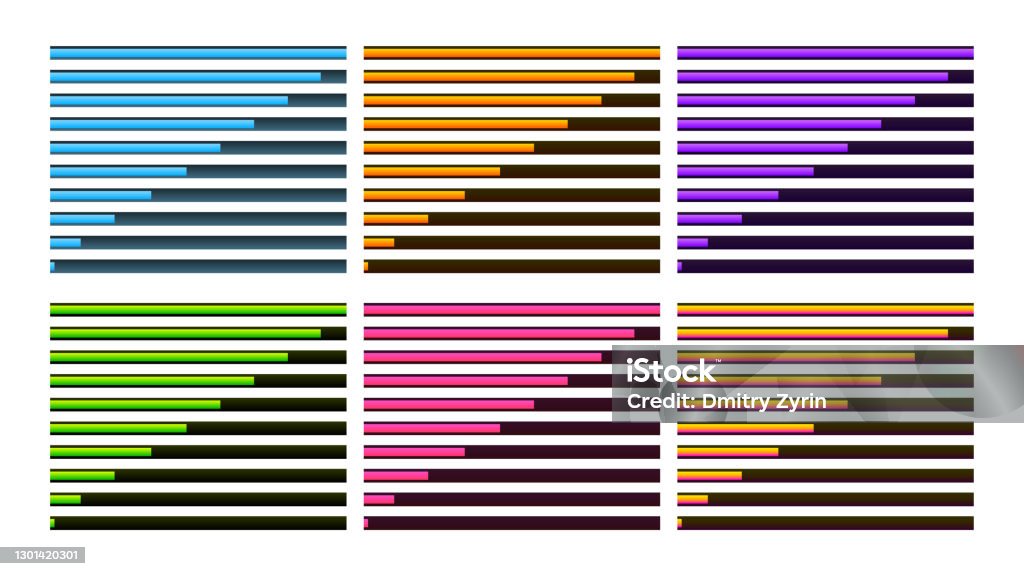 Set Collection Progress Loading Bar Color Gradient Vector Design Style ...
