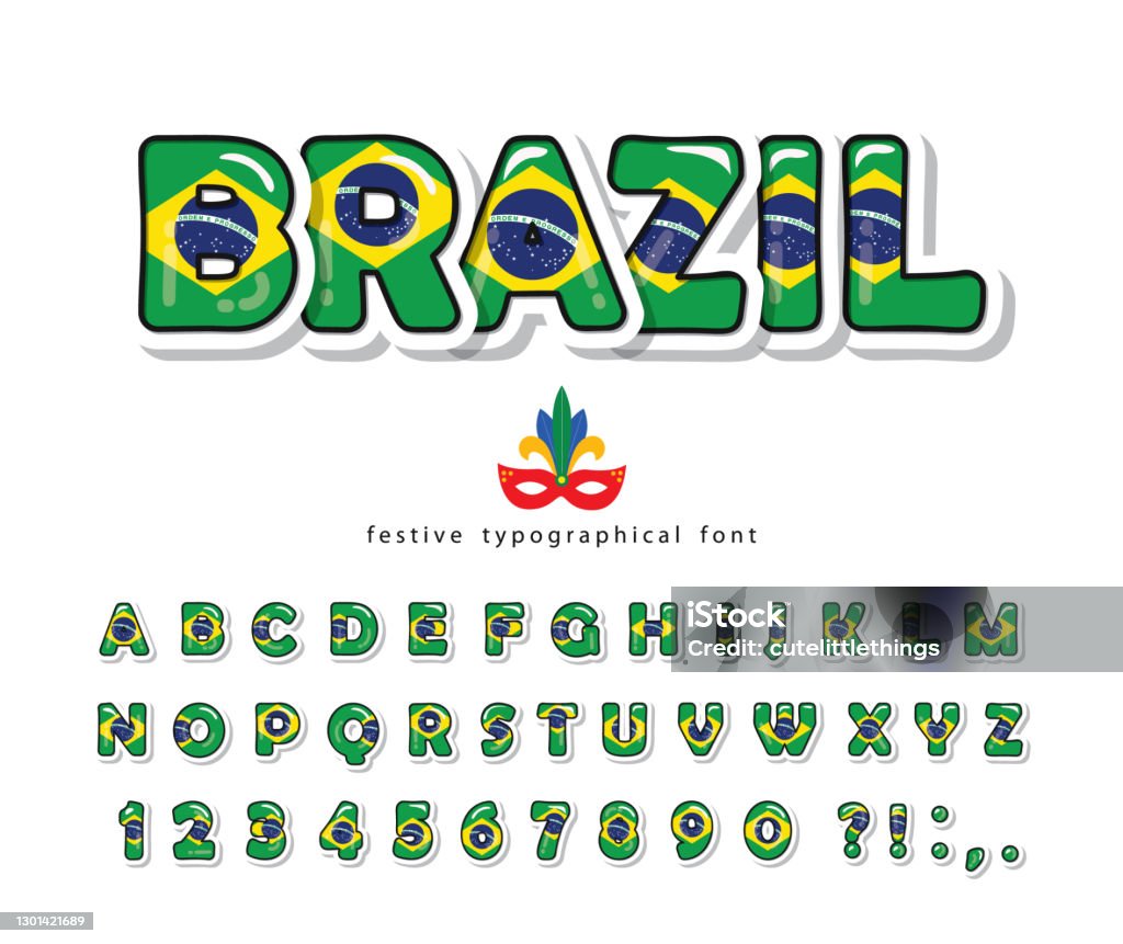 Brazil Cartoon Font Brazilian National Flag Colors Paper Cutout Glossy Abc  Letters And Numbers Bright Alphabet For Tourism Design Vector Stock  Illustration - Download Image Now - iStock