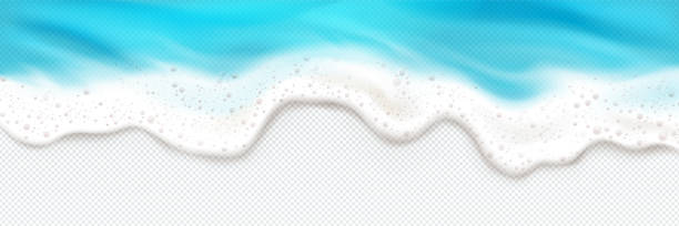 바다 파 거품 튀는 테두리, 프레임의 최고 보기 - tide water frame wave stock illustrations