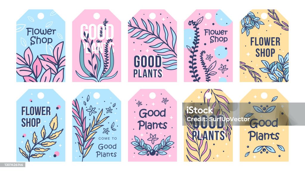 Labels With Flowers Set Stock Illustration - Download Image Now ...
