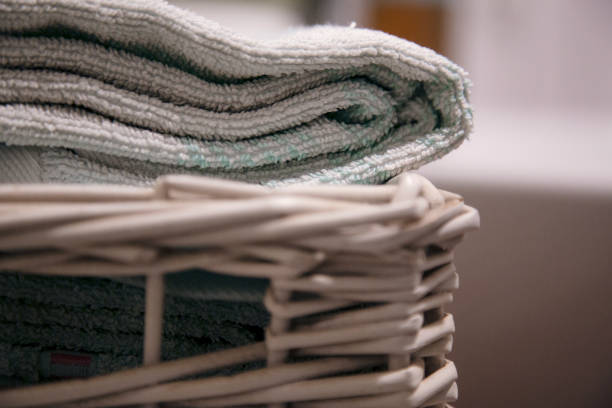 istock Stack of clean soft colorful towels. 1301430808