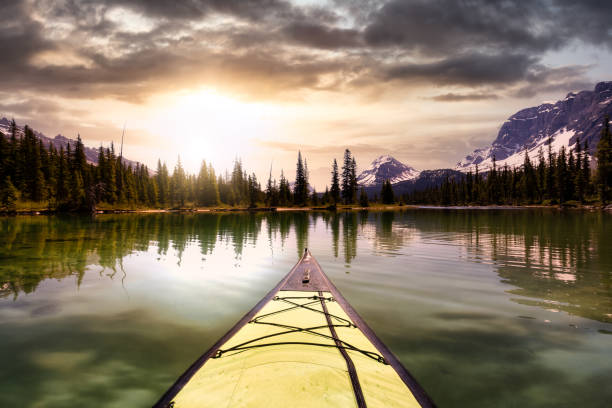 istock Kayaking in a glacier lake during a vibrant sunny summer morning. 1301430867