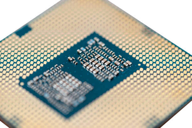istock A macro photo of a modern CPU processor under the LGA 1200 socket on a green circuit board, isolated on a white background. 1301431144