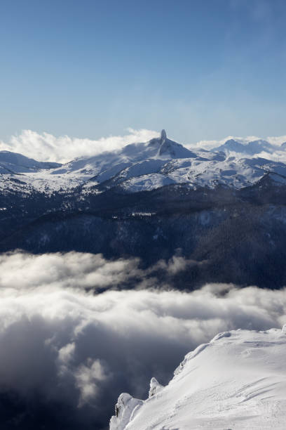 piękny widok z lotu ptaka na kanadyjskie góry - cliff mountain winter snow zdjęcia i obrazy z banku zdjęć