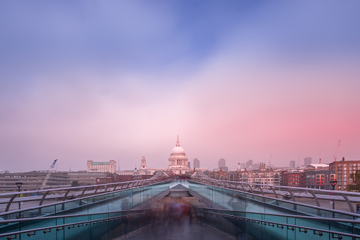 Millennium bridge and st Paul's London UK