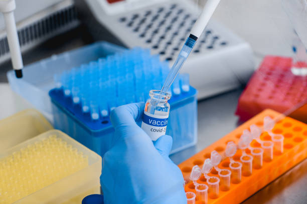 istock Research and development of covid vaccine in a modern laboratory 1301435035