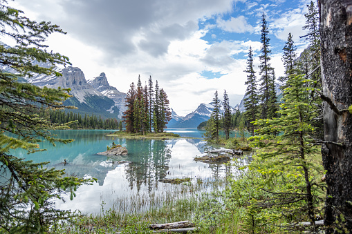 Spirit Island in Maligne Lake, Jasper National Park in Alberta, Canada.