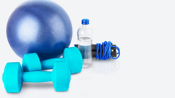 istock Fitness equipment on a light gray background. 1301435504