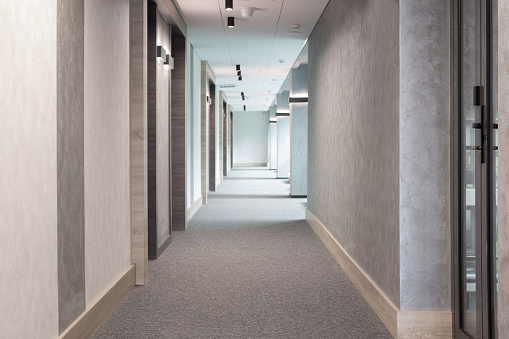 Narrow corridor of apartment building
