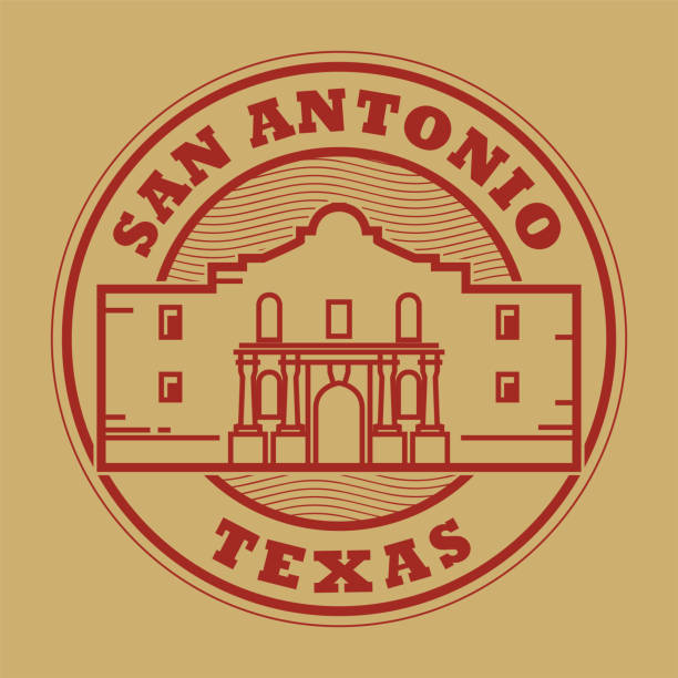 Stamp or label with words San Antonio, Texas Stamp or label with words San Antonio, Texas, inside, vector illustration rubber rocks stock illustrations