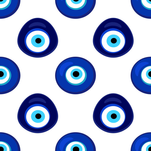 nahtloses muster mit nazar amulett - evil eye beads stock-grafiken, -clipart, -cartoons und -symbole