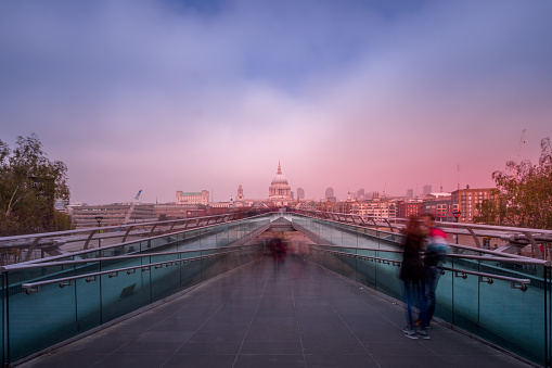 Millennium bridge and st Paul's London UK