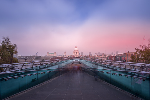 Millennium bridge and st Paul's London UK