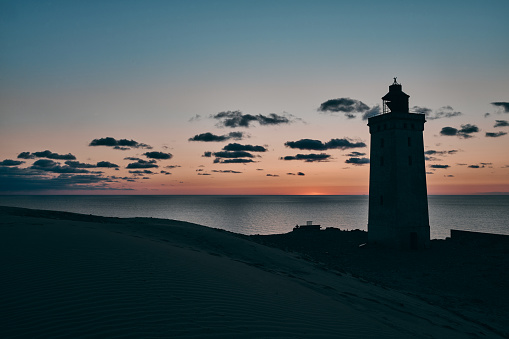 Texel lighthouse during sunset Netherlands Dutch Island Texel Holland during summer