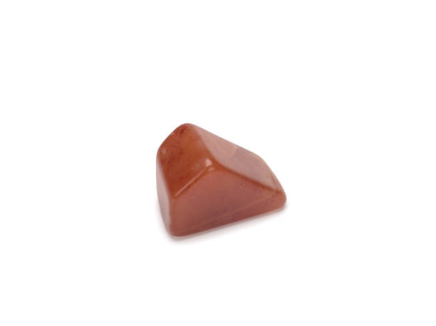 istock Polished gemstone cornelian, isolated on white background 1301440660