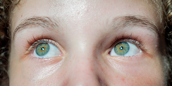 Baby's eyes close-up, blue eye color