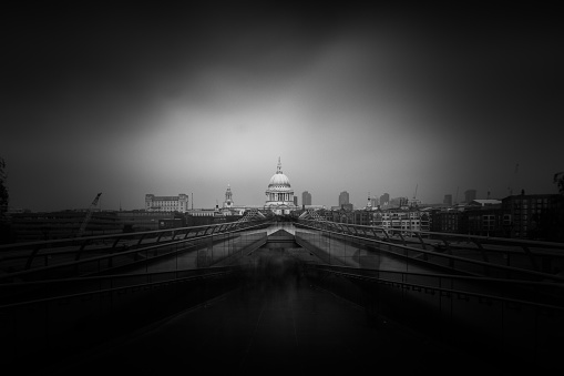 Millennium bridge and st Paul's London UK