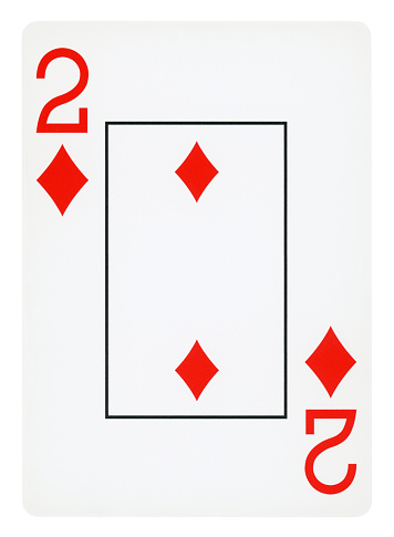 Two Of Diamonds playing card - Isolated (clipping path included)