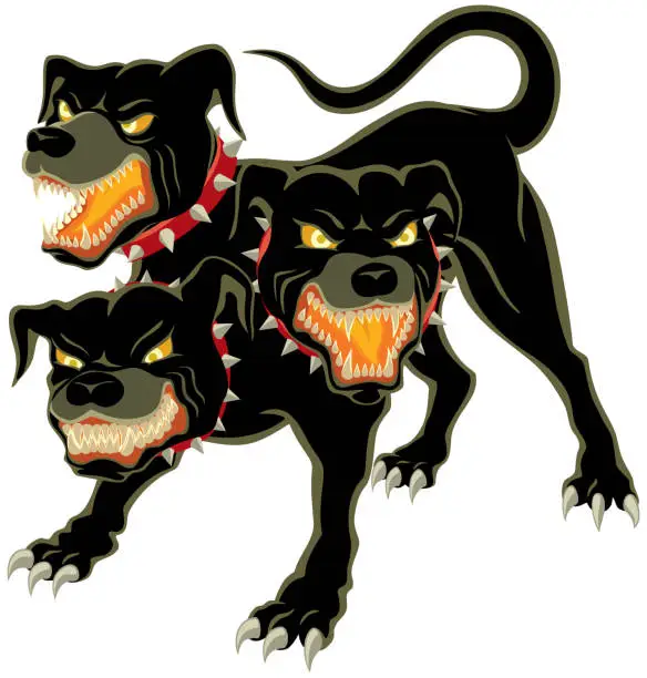 Vector illustration of Cerberus on White