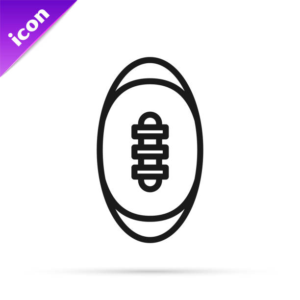 ilustraciones, imágenes clip art, dibujos animados e iconos de stock de línea negra icono de bola de fútbol americano aislado sobre fondo blanco. icono de la pelota de rugby. símbolo del juego deportivo de equipo. vector - football outline lace vector