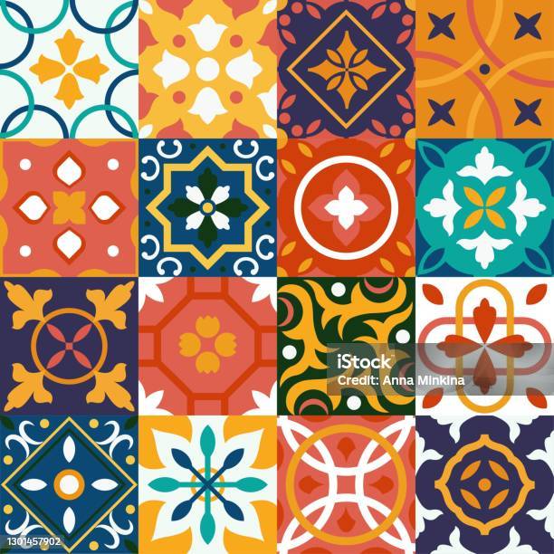 Retro Tiles Vector Vintage Tiles Vector Background Stock Illustration - Download Image Now ...