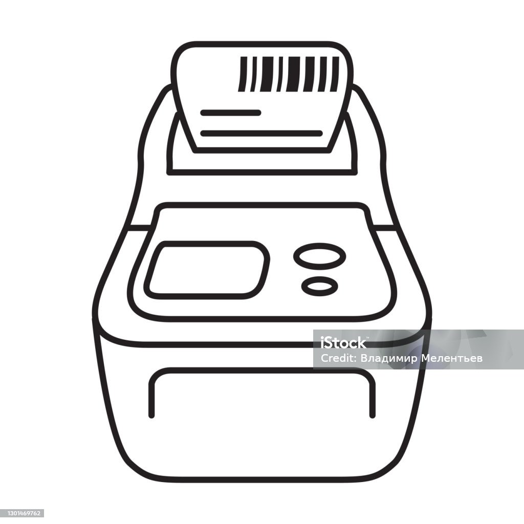 Printer Code Shape Bar Code Printerlabel Printer Vector Flat Stock Illustration - Download ...