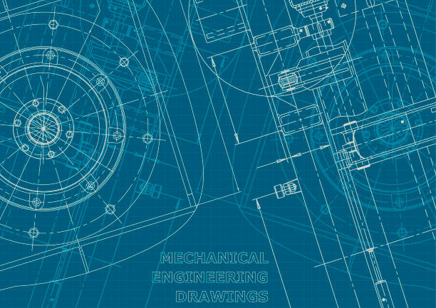 blueprint. styl korporacyjny. rysunki do produkcji instrumentów - inżynieria stock illustrations