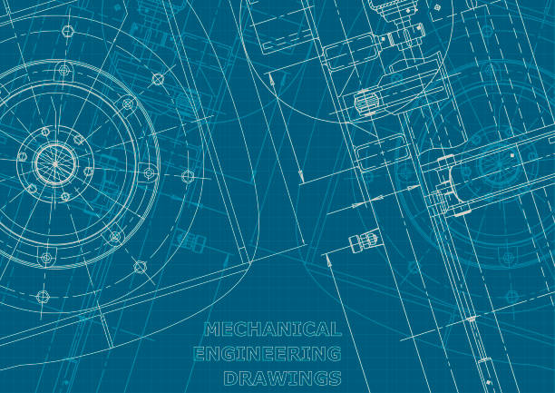 Blueprint. Corporate style. Instrument-making drawings Corporate style. Blueprint, Sketch. Vector engineering illustration. Cover, flyer engineer stock illustrations