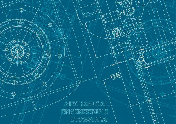 Vector illustration of Blueprint. Corporate style. Instrument-making drawings