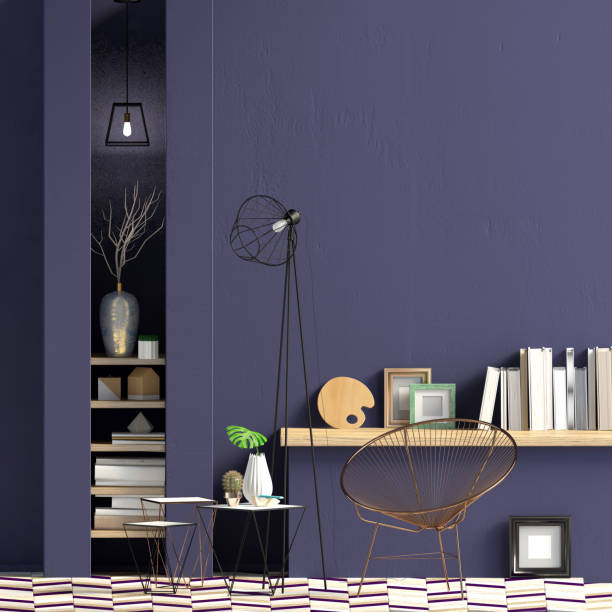 istock Iinterior design in contemporary style. Mock up wall. 3D illustration. 1301473520