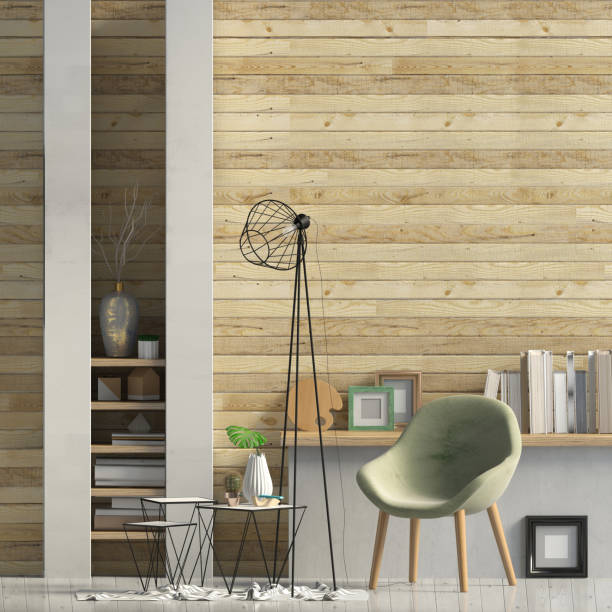 istock Iinterior design in contemporary style. Mock up wall. 3D illustration. 1301474055