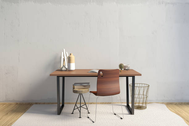 istock Modern contrast interior in the style loft, a place for study. 3D illustration. wall mock up 1301474069
