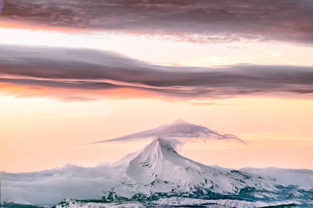 Pastel Sunset over Mt Jefferson, Cascade Mountains