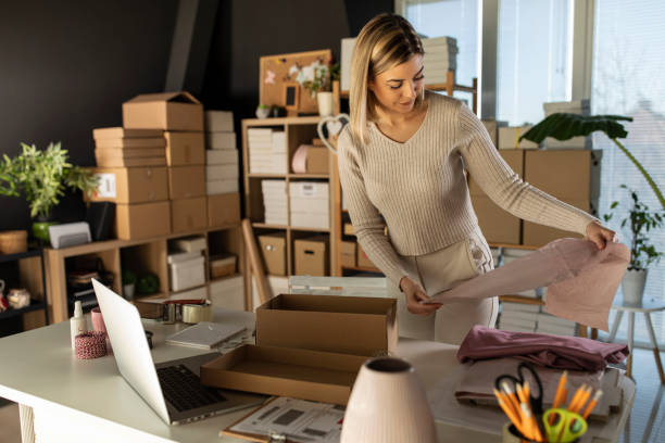 istock Preparing tissue paper to put in a box 1301479675