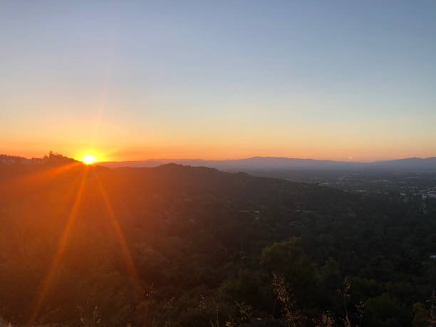 Woodland Hills, CA Sunset, Hills, Trees, Mountains woodland hills los angeles stock pictures, royalty-free photos & images