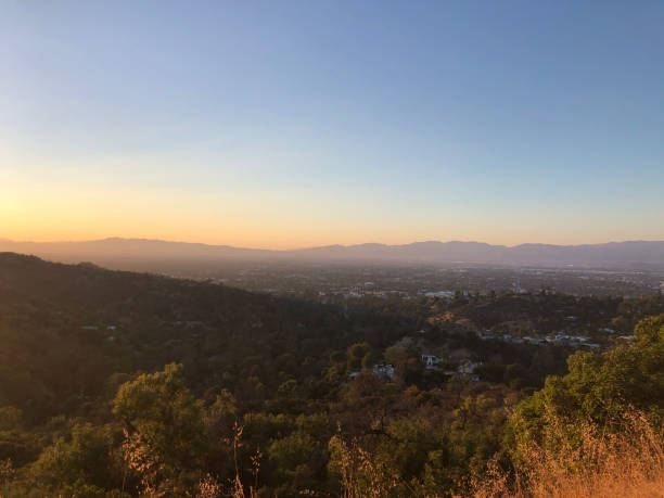 Woodland Hills, CA Sunset, Hills, Trees, Mountains woodland hills los angeles stock pictures, royalty-free photos & images